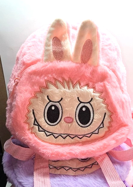 Monster Cartoon Plush Mini Backpacks for KIDS, GIRLS, TODDLERS, PRE-K. HOT PINK