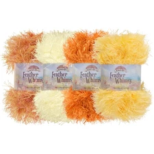 JubileeYarn Feather Whimsy Eyelash Yarn 4 Skeins Fine Polyester Fur Orange