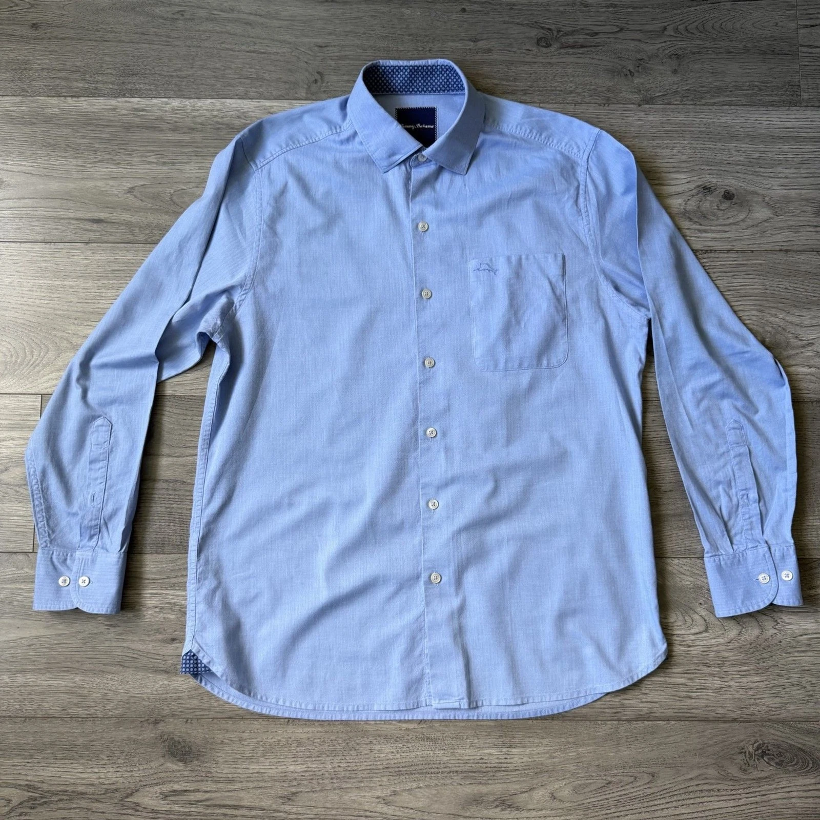 Tommy Bahama Men's S Blue Pima Cotton Herringbone LS Button Down Shirt Marlin
