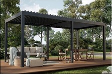 Veranda Pergola Aluminium Shutter Roof 3m X 4m Louvered Blinds Optional