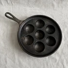 Vintage Lodge 32D Cast Iron Ableskiver Pan Egg Danish Pancake Egg Poacher