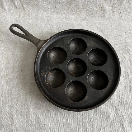 Vintage Lodge 32D Cast Iron Ableskiver Pan Egg Danish Pancake Egg Poacher