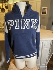 Victoria s Secret Pink 3/4 Zipped Navy White Sweatshirt Size XS