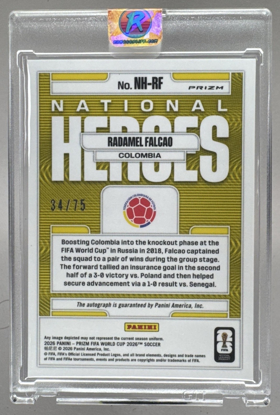 Radamel Falcao 2026 Panini Prizm World Cup Silver National Heroes Auto /75 view 2