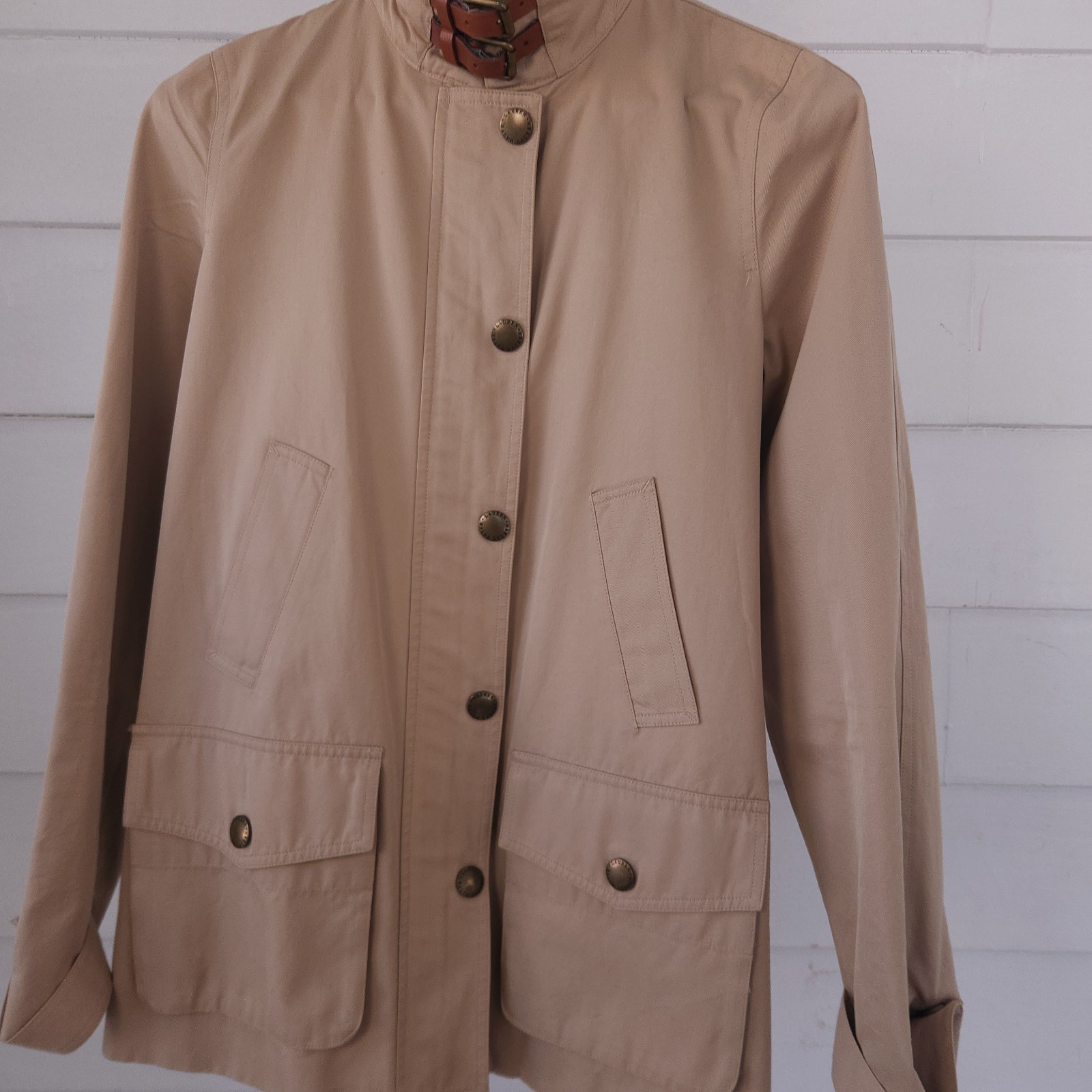  Lauren Ralph Lauren Khaki Utility Field Jacket Lambskin Leather Trim Women's M thumbnail 7