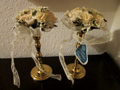 Partylite 2 Kerzenring creme Rosen  & Kerzenhalter Belmore Barclay echt Messing