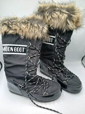 Moon Boot Größe 6,5 Tecnica Monaco Kunstfellbesatz Schneestiefel schwarz Damen 