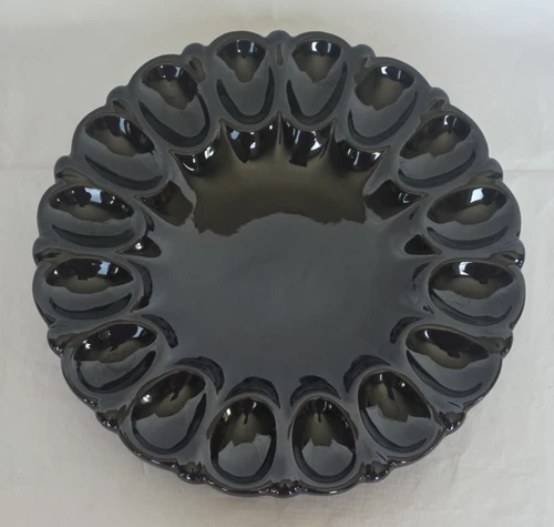 High Gloss Black Egg Tray by Frankoma Pottery
