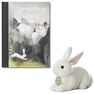 You Belong Here Gift Set - Book by M H Clark & White Bunny Rabbit Plush Stuffie