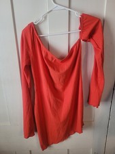 Pretty Little Thing Red Asymmetric One Sleeve Mini Dress Size 12 NWT