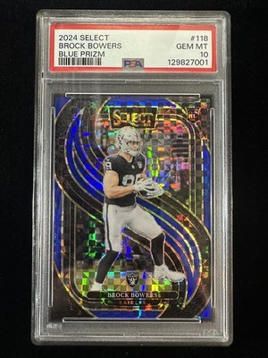 2024 Panini Select Premier Level Brock Bowers #118 Blue Prizm 89/175 RC Raiders