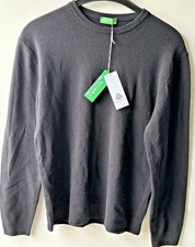 NWT United Colors of Benetton Black Mens Sweater sz M 100 Italian Merino Wool