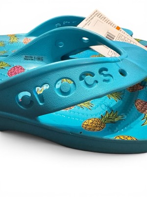 Crocs Baya II Graphic Flip Mens 13 Blue Pineapple Sandals  display picture 2