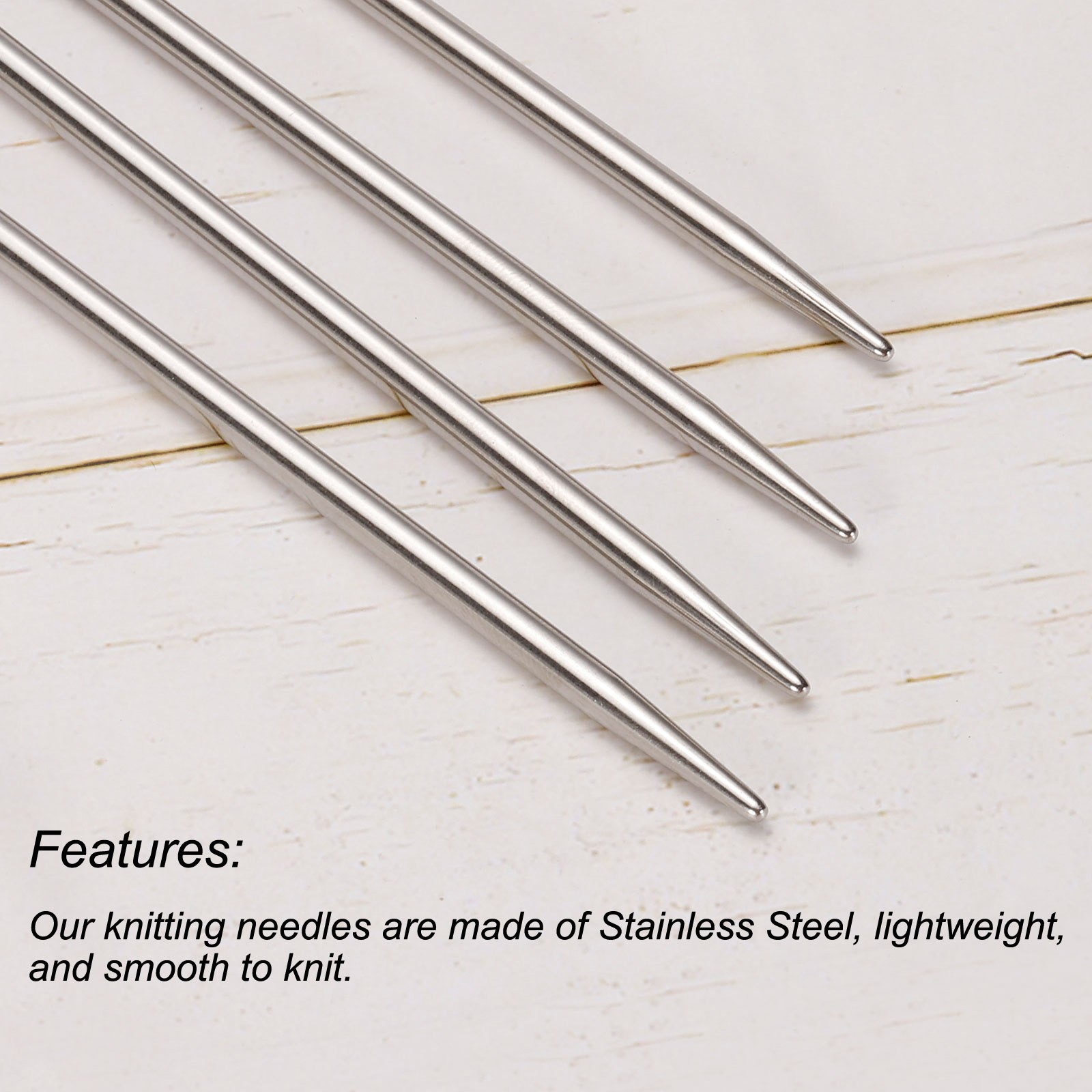 4 Pairs 2.6mm Double Pointed Knitting Sweater Needle Set, 9.84 Inches Length