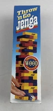 Milton Bradley Throw N Go Jenga 1995 Game Color Wood Pieces Vintage 54 Pcs