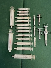 Vintage Glass & Metal Medical Syringe Collection – Fallout Steampunk Prop Lot