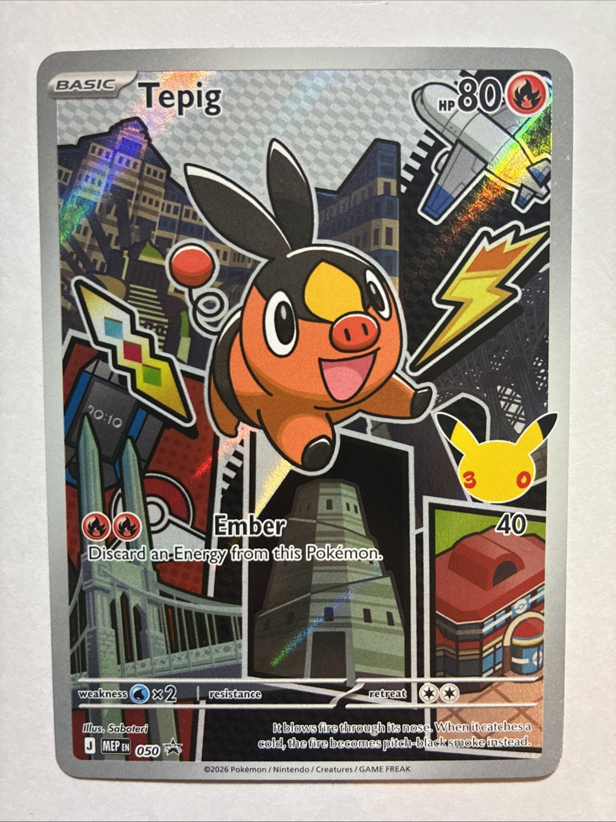 Pokemon Tepig Mega Black Star Promos 50 Holofoil First Partner Series 2 - 18N