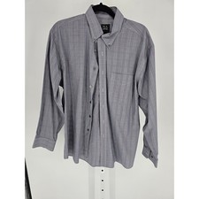 Jos A Bank Traveler Mens Sz L Long Sleeve Dress Shirt Purple Gray Plaid Cotton