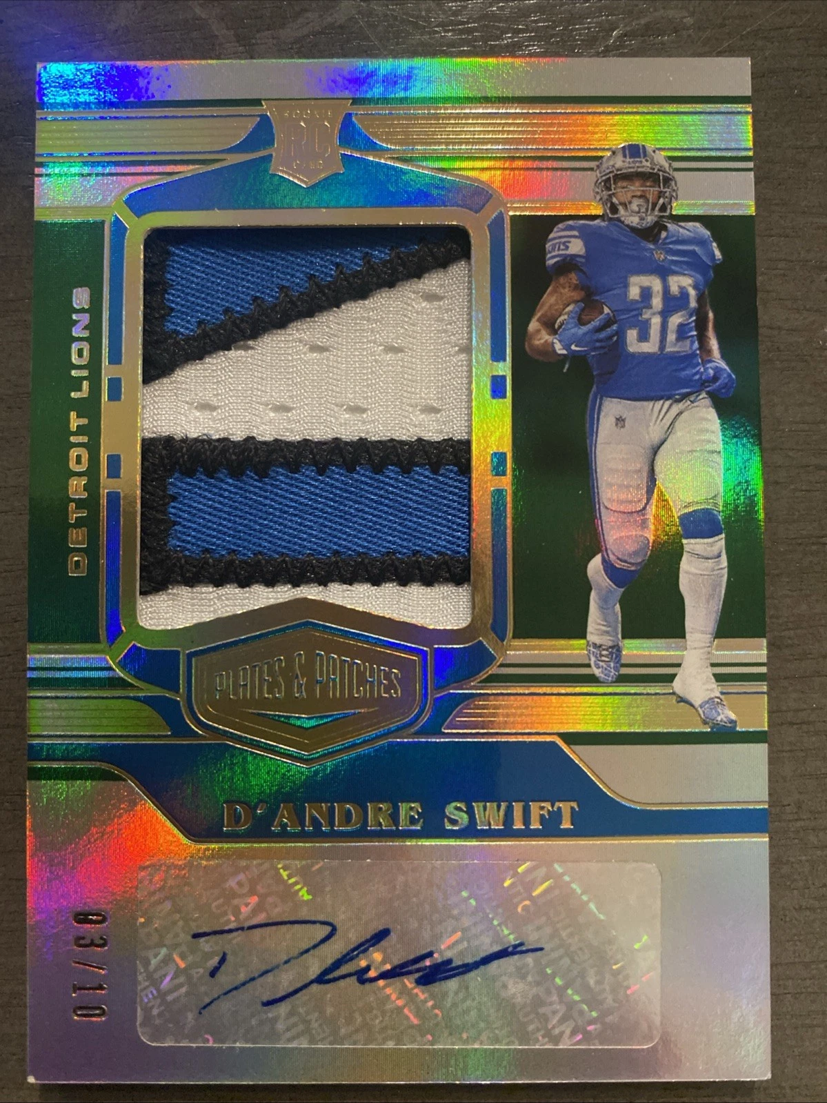 D'Andre Swift Panini Plates & Patches Rookie Patch Autographs #RPADS Blue