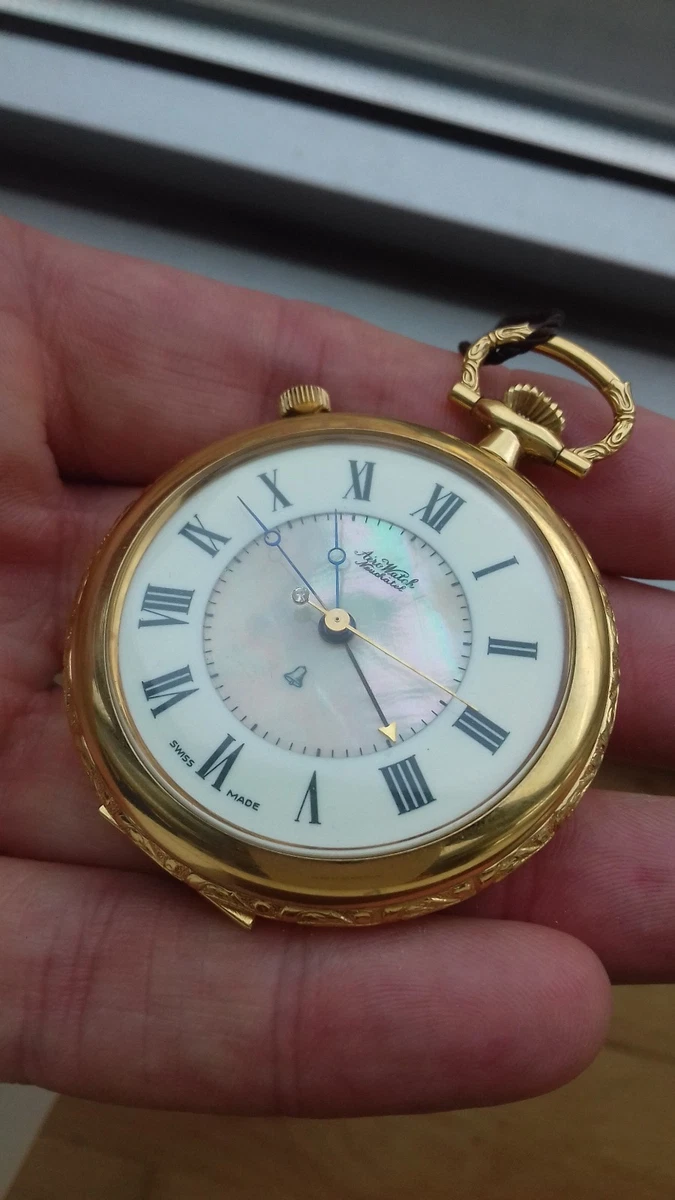 AeroWatch 821992 ALARM HAND-WINDING VINTAGE NOS POCKET WATCH SWISS CARBAL UHR