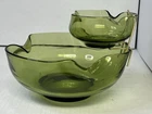 Anchor Hocking Accent Modern avocado green glass chip and dip set