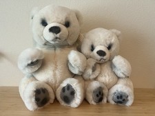RARE Russ Berrie Yomiko Mom Baby Polar Bear Plush 14" 11" Stuffed Mom Child