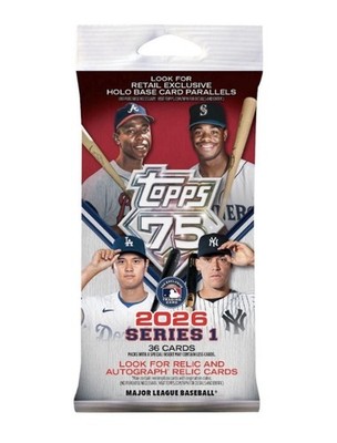 2026 Topps Baseball Series 1 Retail Fat Pack (36 Cards) New-Factory Sealed  