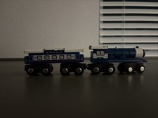 Wooden Train Steam Locomotive With Passenger Car