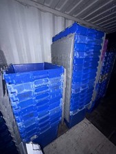 4 Used Removal Storage Crate Box Container 165L - Blue/Grey