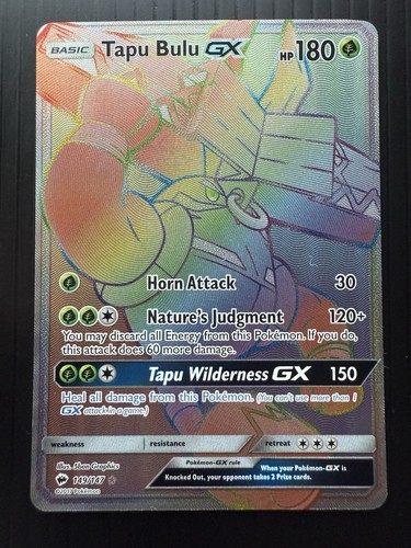 Tapu Bulu GX 149/147 Rainbow Rare Burning Shadows Pokemon Holo (LP)