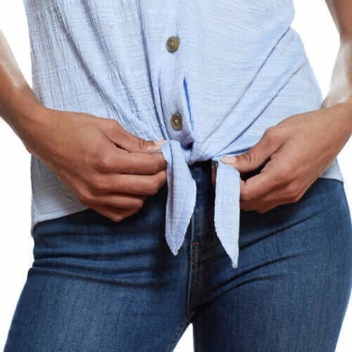 Blusa azul cielo nueva con etiquetas resistente a la intemperie vintage para mujer talla L $60 FLA265 Foto 2 de 2