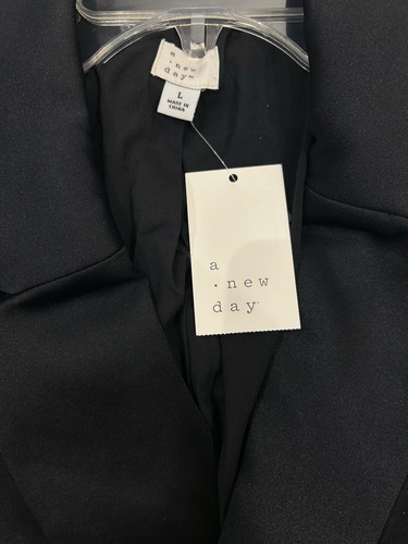 Women’s Structured Satin Blazer - A New Day Black Size L - Picture 3 of 3