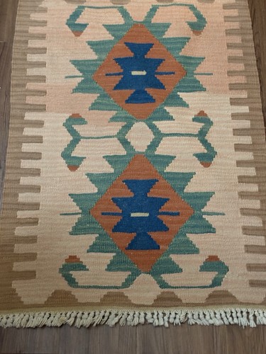 Door Mat Area Rug Wall Hanging Flat Weave Afghan Kilim Aztec Southwestern - Picture 5 of 18