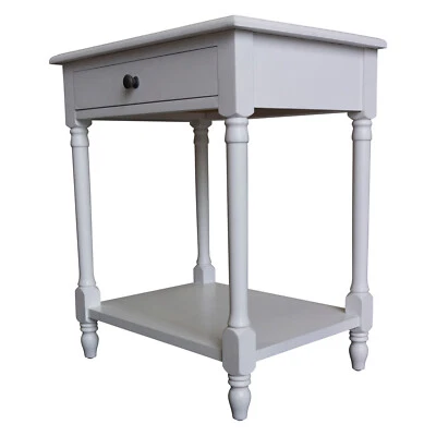 French Provincial Bedside Lamp Table Nightstand in White - Picture 3 of 9