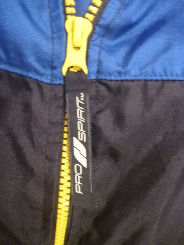 Chaqueta cortavientos vintage Pro Spirit para hombre L XL azul rojo bloques de color capucha años 90 Foto 4 de 4