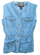 Vintage Denim Top Vest M Compagnie International EXP cotton Western Grunge