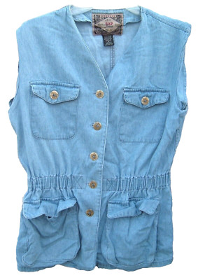 Vintage Denim Top Vest M Compagnie International EXP cotton Western Grunge