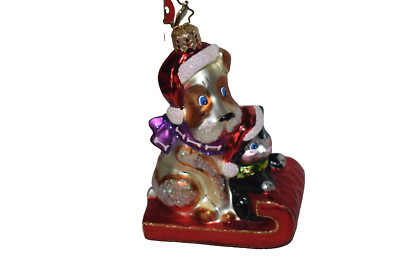 Christopher Radko Dog Cat On Sleigh ''Cuddle Crew''  Animal Welfare Christmas 4 