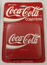 Vintage Coca Cola  Sets  of 6  "COCA-COLA" Coasters 3 3/4" Plastic Cork