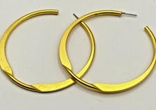Vintage Large Unique Gold Tone Hoop Earrings