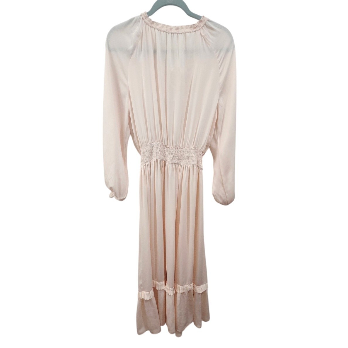 ZARA Peach Pink Maxi Pleated Voluminious Dress Size S thumbnail 9