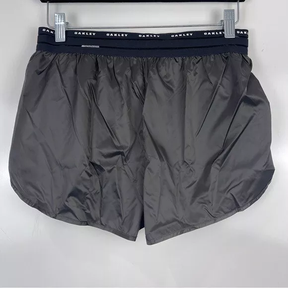 NEW Oakley Luxe Light Weight Running Shorts Metallic Dark Ash Size