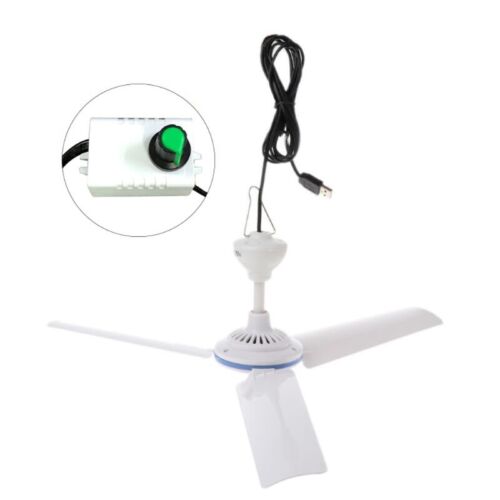 USB Small Ceiling Fan 5V USB Quiet Camping Tent Fan Outdoor Hanging Gazebo Fan