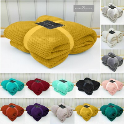 POPCORN WAFFEL DECKE FLEECE REISE ÜBERWURF SOFA BETT WARM KUSCHELIG EXTRA GROSS LUXUS