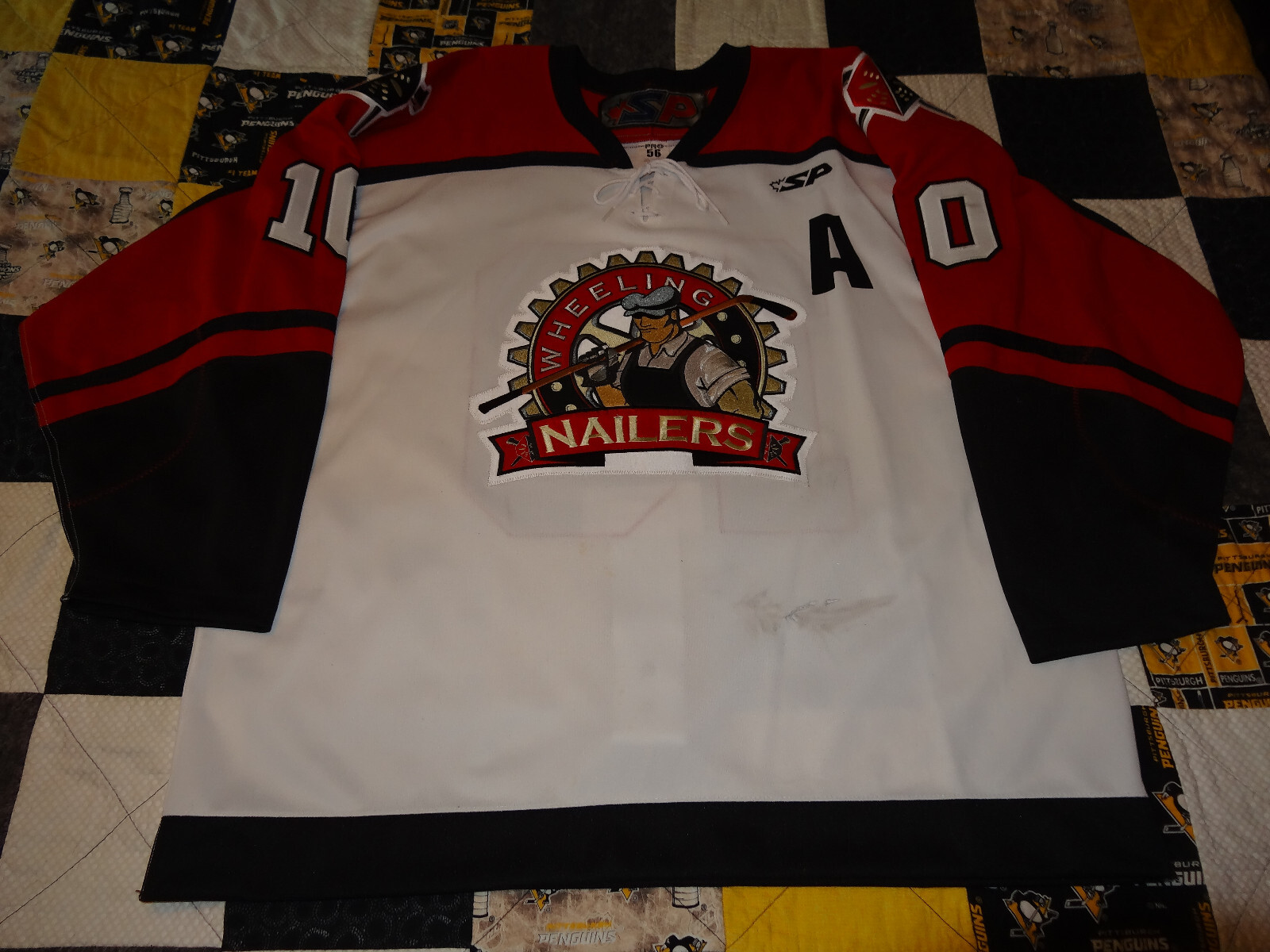 ECHL Wheeling Nailers Game Worn Specialty Jersey Lane Manson Size