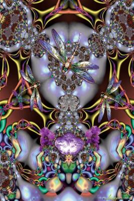 Dragonfly Fractal Art Print Laminated Dry Erase Sign Poster 12x18