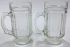 Set of 2 Vtg Anchor Hocking Diner Style Ribbed Clear Glass Tumblers Mugs 5.75"