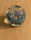 Vintage Millefiori Glass Paperweight Mid Century Italian Murano