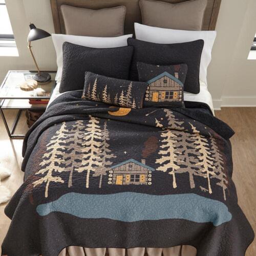 Donna Sharp Quilt Cabin Soft Cotton Rustic Lodge Graphic Charcoal Black King