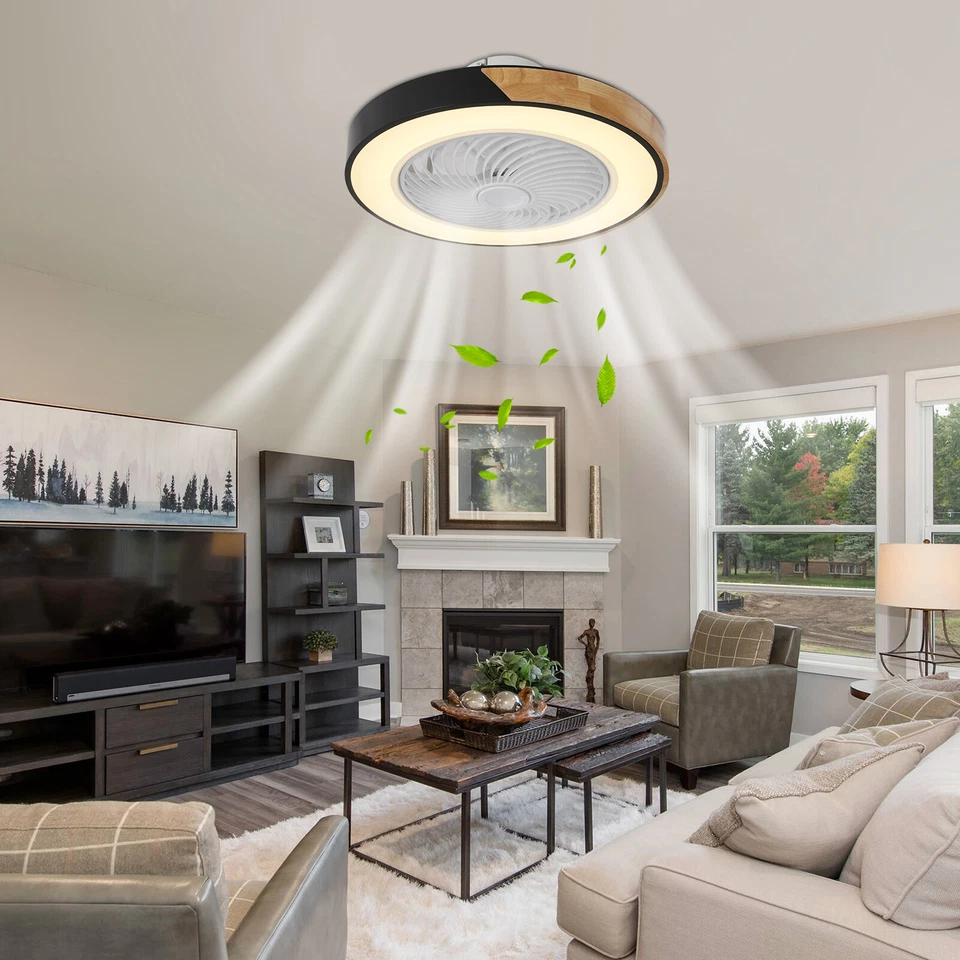 21.6 Inch Ceiling Fan Light with Remote Control Black Ceiling Fan with Light LED - Image 3 of 4